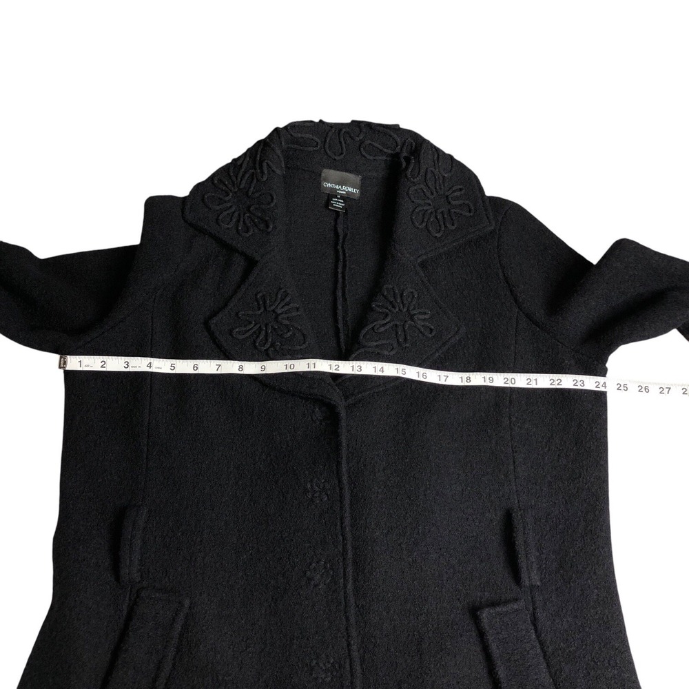 Cynthia Rowley Jacket Women 1X Black Wool Textured Snap Notch Collar Pocket Coat - Picture 16 of 16